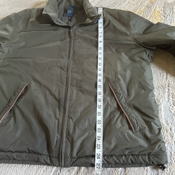 Polo Ralph Lauren Olive Green Jacket brown Leather accents hood casual large - Picture 9 of 13